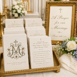 Cruz Monograma Mariana Dourada Casamento Católico