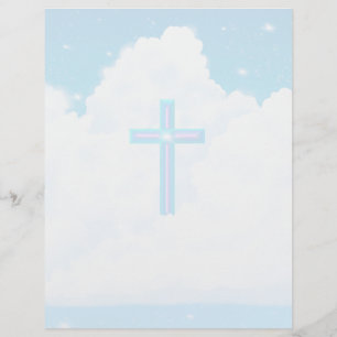 Cruz nas nuvens - Folha de Papel de 8,5" x 11"