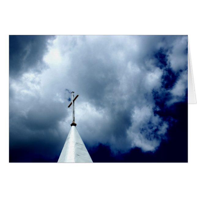 Cruz no cartão da fotografia do céu (Frente horizontal)