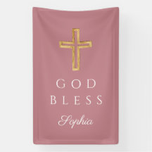 Cruz Religiosa Rosa Elegante Menina Deus Abençoe