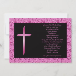 Cruz Rosa Cristã no Convite para Casamento Negro