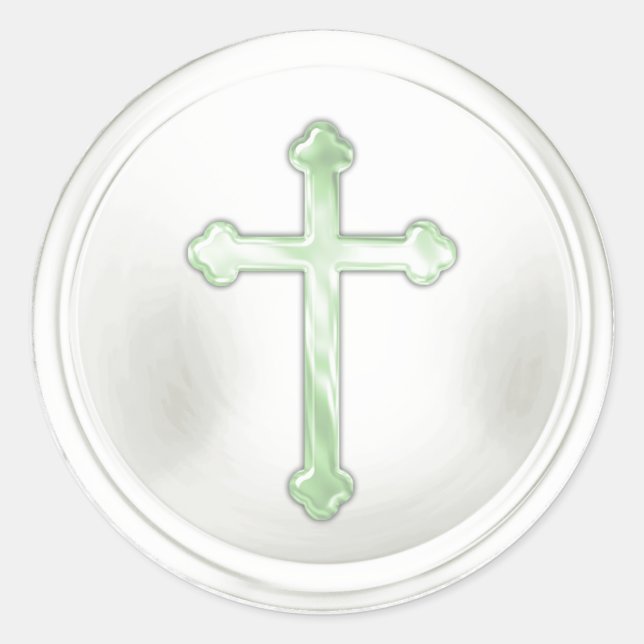 Cruz Verde no Selo de Envelope Branco Adesivo (Frente)