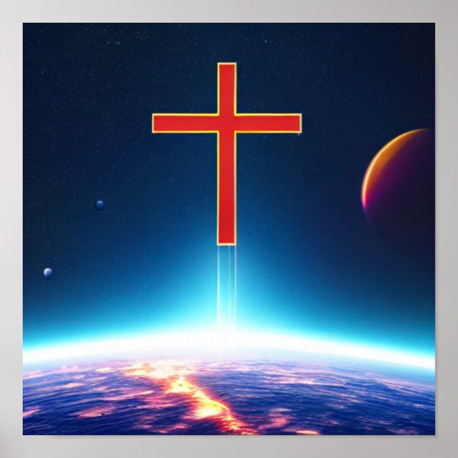 Cruzar Perto dos Planetas Spacescape Poster (Frente)