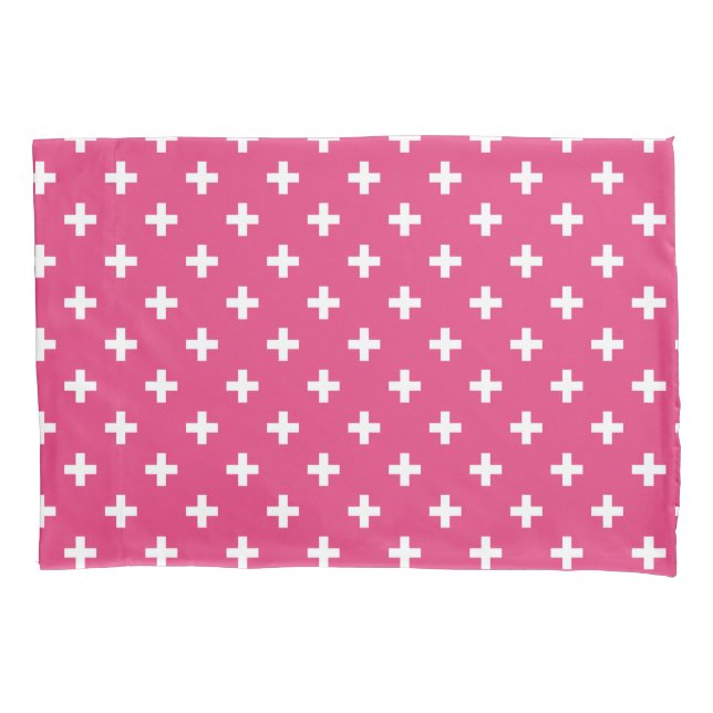 Cruzes de polca branca em fuchsia (Frente)