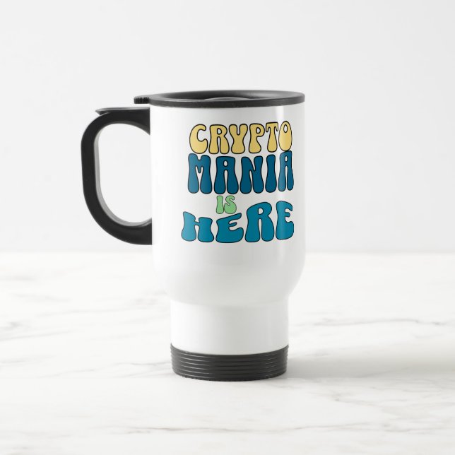 Crypto Mania Retro Caneca de viagem Azul (Esquerda)