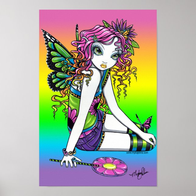 "Crystal" Candy Rainbow Butterfly Poster (Frente)
