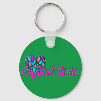 Crystal Sista Round Chaveiro verde