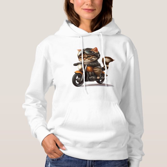 CTE-CAT dirigindo motocicleta T-Shirt clássico (5) (Frente)