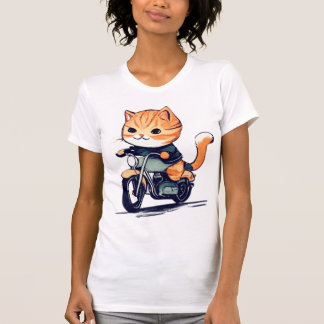 CTE-CAT dirigindo motocicleta T-Shirt clássico (8)