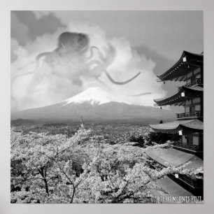 Cthulhu monta Fuji Poster