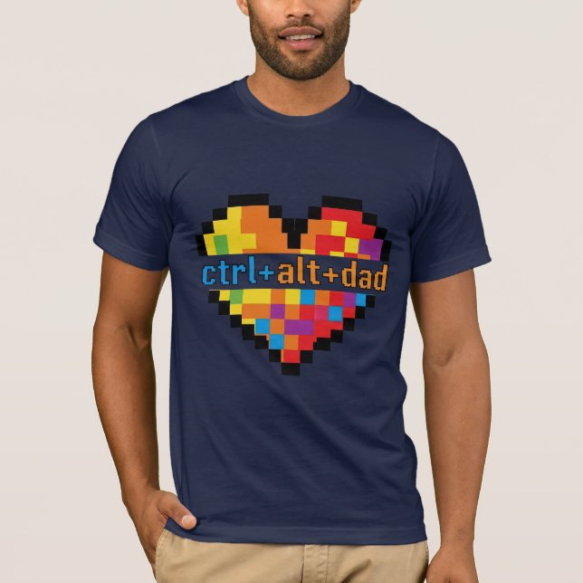 ctrl + alt + dad Geek Dad T-Shirt (Frente)