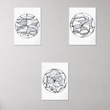 Cuadros de flores abstractas en blanco y negro