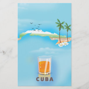 Cuba mapa ilustrado de viagem pôster