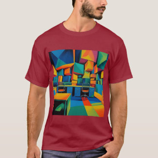 Cubescape Office – Camiseta de Arte Surreal Abstra