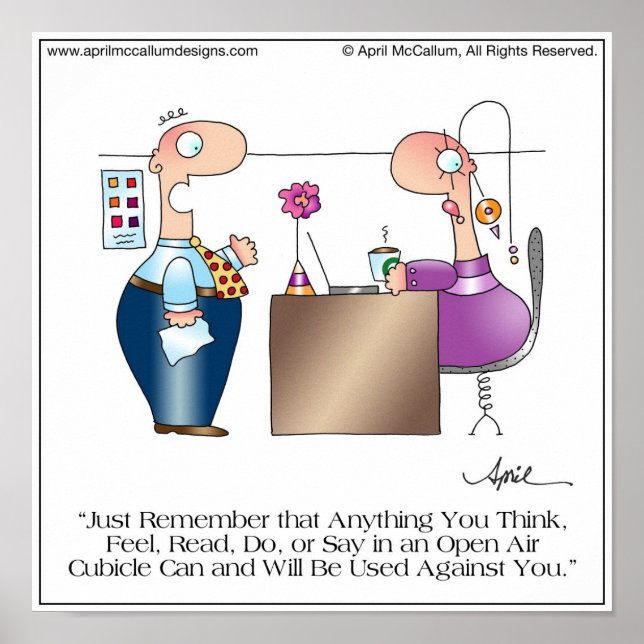 CUBICLE LOVE Cartoon Poster por April McCallum (Frente)