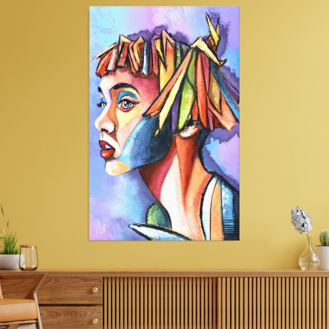 Cubism Art Lady Canvas Print (Insitu(Sala de estar))