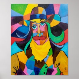 Cubist Cowgirl Pop Art Poster