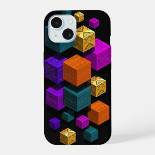 Cubos Tribais Flutuantes - 3D Isométrico Dourado T