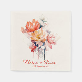 Cubos Vermelhos e Flores: Guardanapos de Casamento