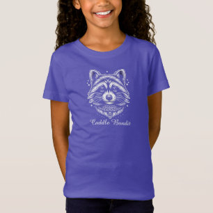 Cuddle Bandit Raccoon - Design de Camisa T Monocro