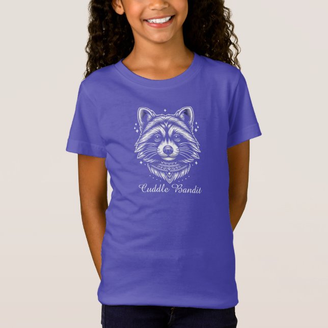 Cuddle Bandit Raccoon - Design de Camisa T Monocro (Frente)