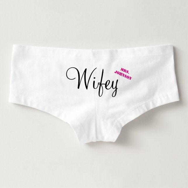 Cueca Feminina Roupa curta da WIFEY para noiva de casamento (Verso)