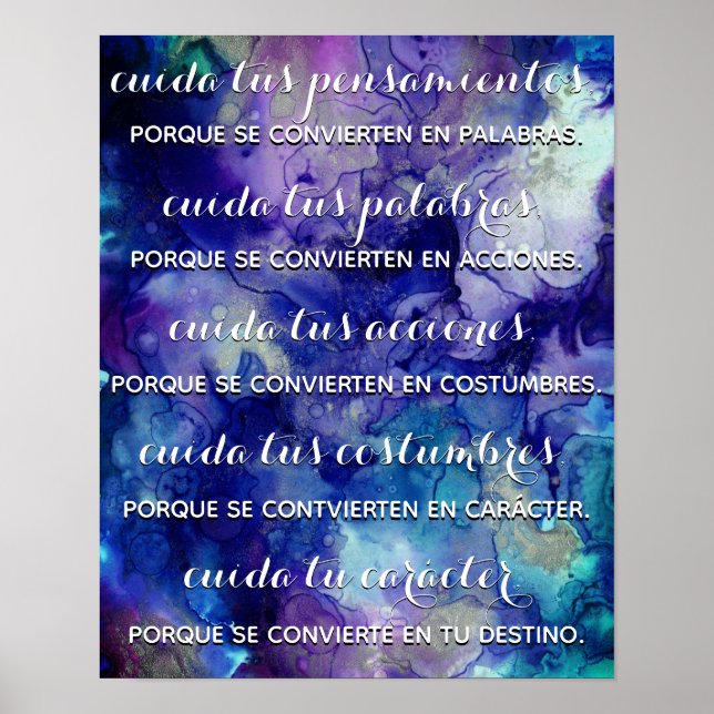 Cuida tus pensamientos poster (Frente)