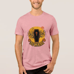 Cuidado Camisa Vintage Abóbora Caixão de Halloween