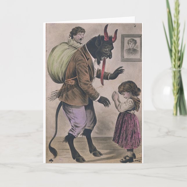 Cuidado com o cartão tradicional de férias Krampus (Frente)