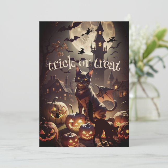 Cuidado com o convite do partido Black Cats Hallow (Em pé/Frente)