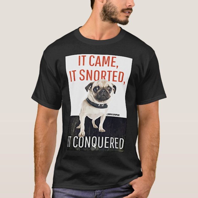 Cuidado com Pug! T-Shirt Clássico 820 (Frente)