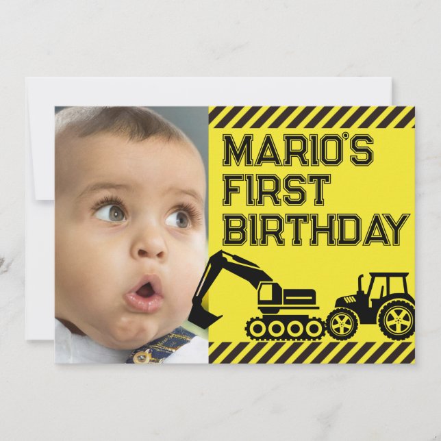 Cuidado! Convite de Aniversário de Um Ano Engraçad (Frente)