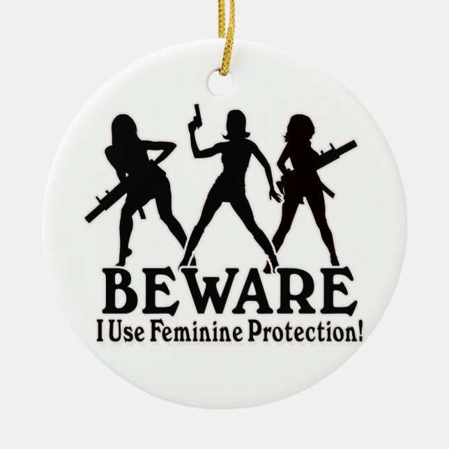 CUIDADO! EU USO PROTEÇÃO FEMININA! ORNAMENTO XMAS (Frente)