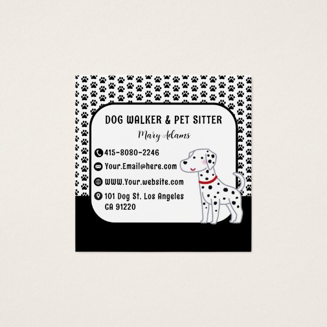 Cuidador de Cães Preto Moderno Pet Sitter (Frente)