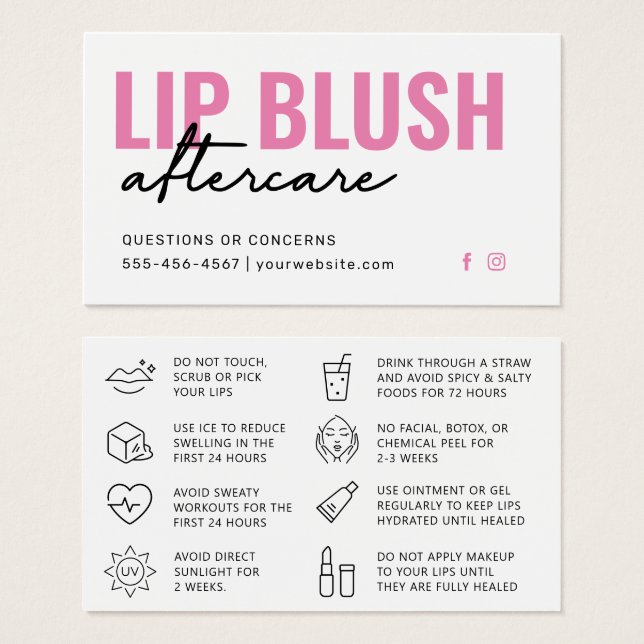 Cuidados Pós-Aplicação de Blush Labial Rosa Modern (Frente & Verso)