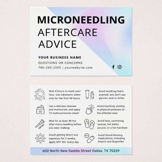 Cuidados Pós-Microneedling Holográfico Pastel (Frente & Verso)