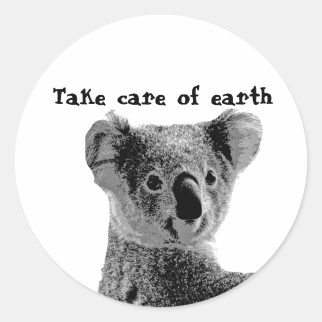 "Cuidem da Terra" 2 Autocolantes de Urso Koala (Frente)