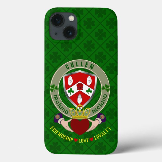 Cullen Irish Shield & Claddagh Personalizado (Verso)