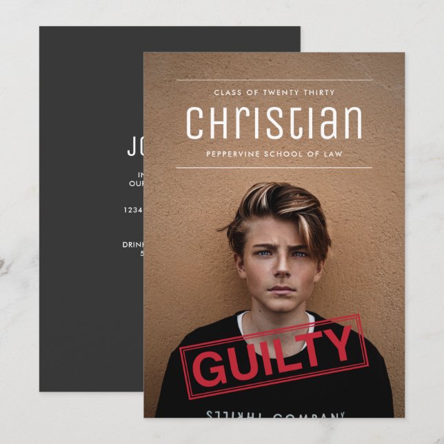 Culpado como Convite para Graduação de Lei Cobrada (Frente/Verso)