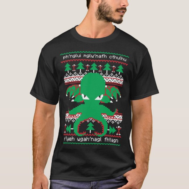 Culto de Cthulhu Natal Cthulhu Suéter Feio de Nata (Frente)