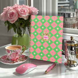 Cume Luxuoso Rosa & Verde com Monograma de Brasão