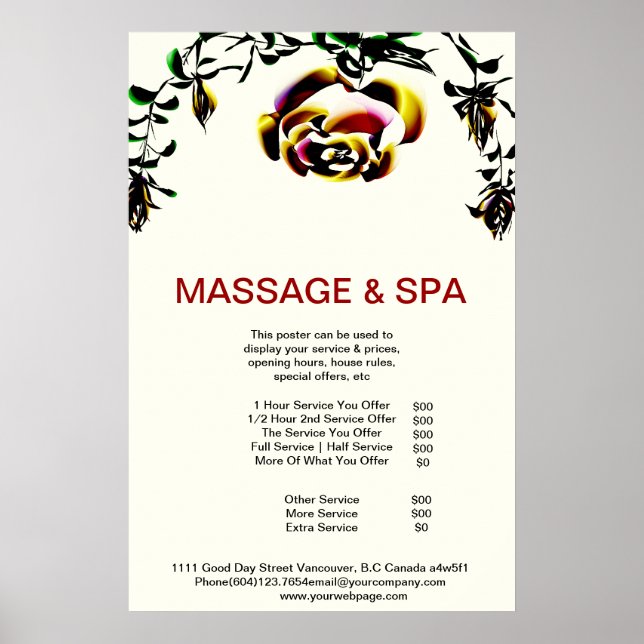 Cumingtonite Spa Massage Beauty Salon Poster (Frente)