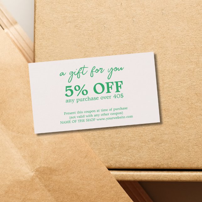 Cupão branco verde minimalista (Criador carregado)