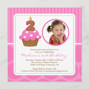Cupcake Aniversário segundo aniversário de Convite