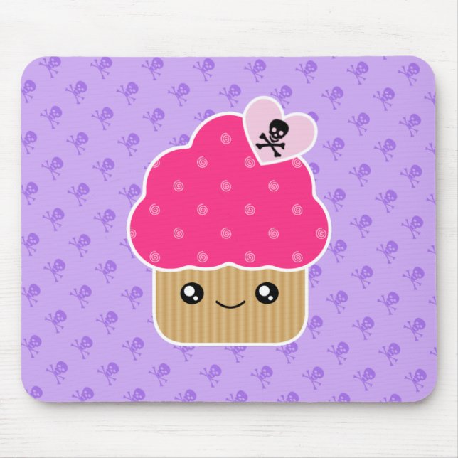 Cupcake bonito mau da morte Kawaii Mousepad (Frente)