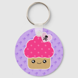Cupcake bonito mau do chaveiro de Kawaii da morte