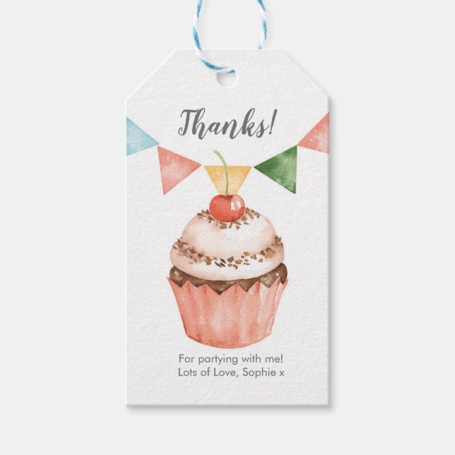 Cupcake bunting Obrigado etiquetas | Favorecer mar (Frente)