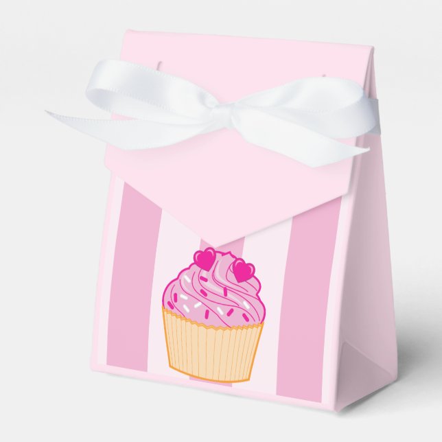 Cupcake com a caixa de Chá de panela de Dois Coraç (Frente)