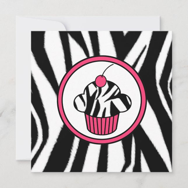 Cupcake com Convite para Cereja - Impressão Zebra  (Frente)