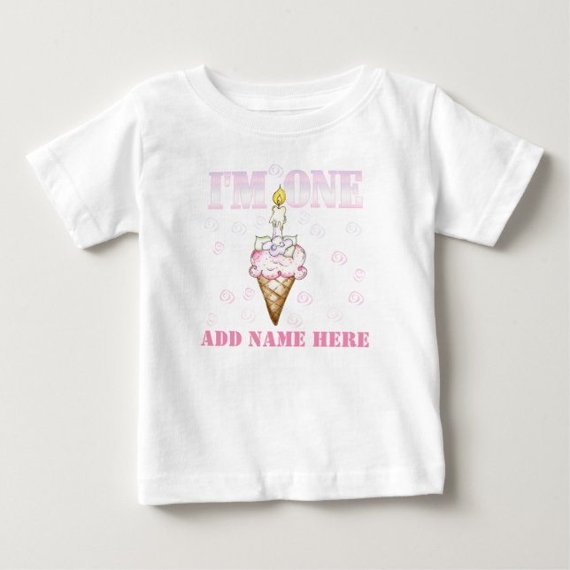 Cupcake Cone Eu sou uma camiseta primeiro aniversa (Frente)